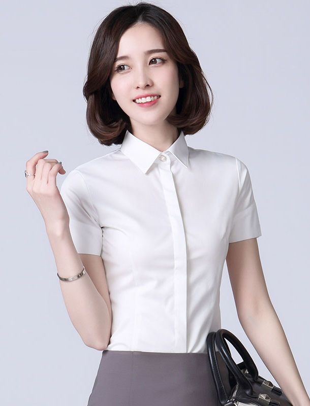 時尚款白色女襯衫(圖1)